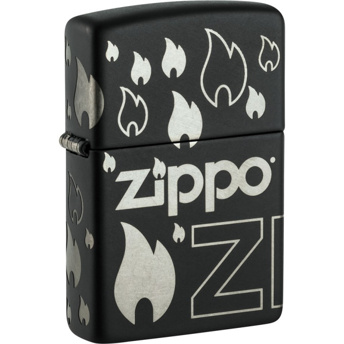 Zippo Classic 48908 — Black Matte, гравировка 360°